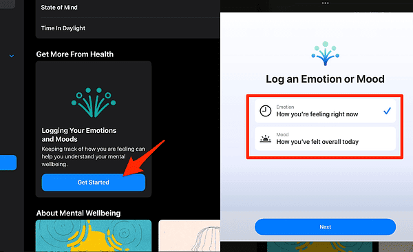 log emotions health app