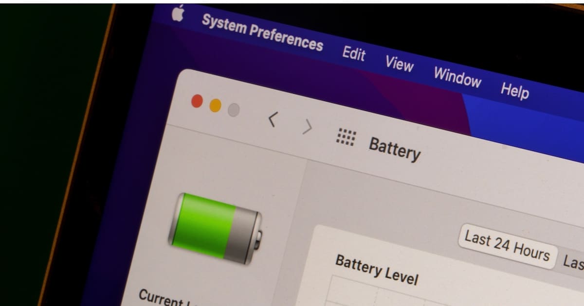 screen showing Mac battery indicator icon