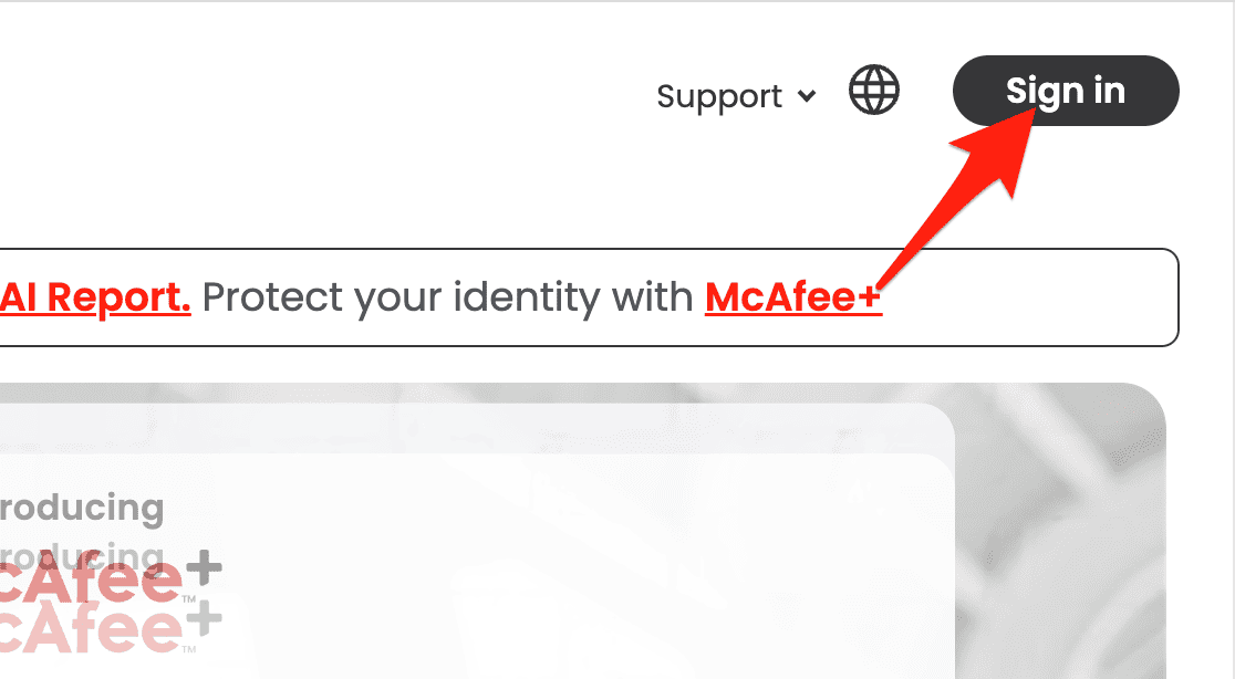 sign in mcafee homepage