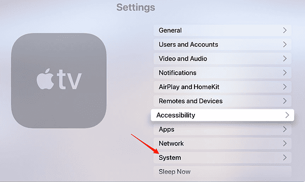 system settings apple tv