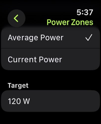 watchOS 10 Power Zone Targets