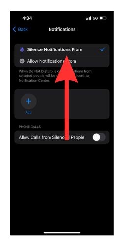 Choose Silence Notifications From