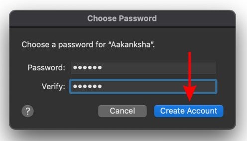 Create and enter a password and click Create Account