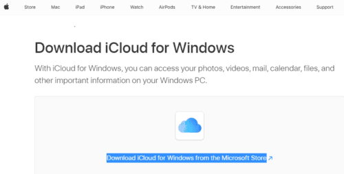 Download iCloud for Windows from the Microsoft Store
