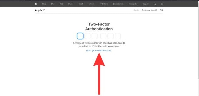 Enter verification code for two-factor authetification
