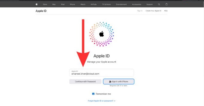 Enter you Apple ID and password