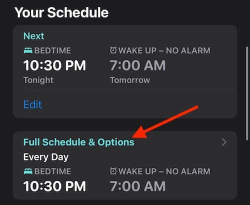 Find Sleep Options Health App iPhone Alarm Off