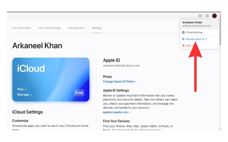 Manage Apple ID through iCloud