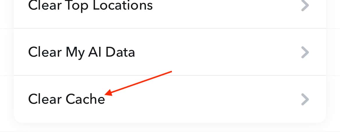 Select Clear Cache Log Into Snapchat iPhone