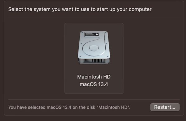 Select Disk Disk Startup Settings