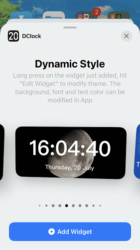 Select a widget style and click Add Widget