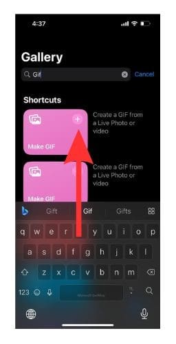 Tap on the Plus sign on the Make GIF icon