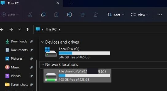 The Shared File will be visible under the This PC section