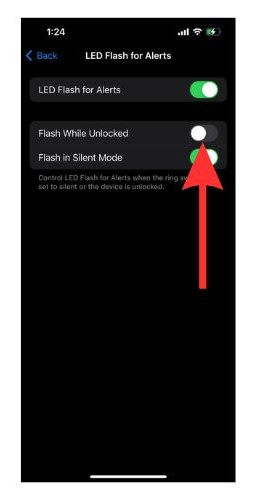 Turn Flash while Unlocked toggle on