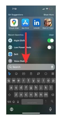 Type in voice memo in the Search Bar. Do not press enter.