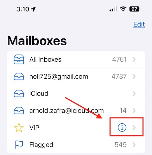 Mail VIP contacts