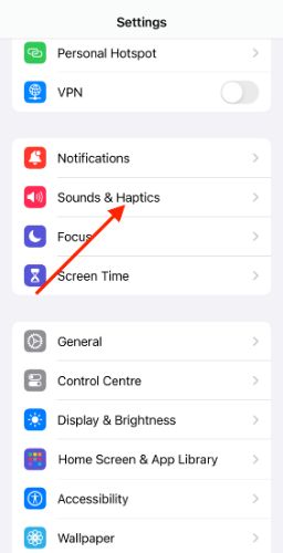 sound and haptics settings for changing ringtones for iPhone SIM