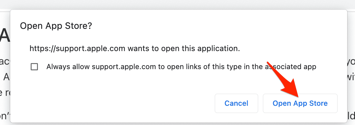 open app store button