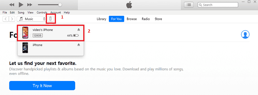 select your device on iTunes App on your computer