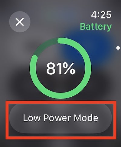 Screenshot Apple Watch Low Power Mode