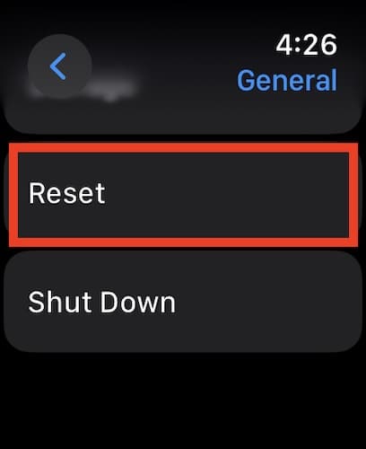 Screenshot Apple Watch Reset