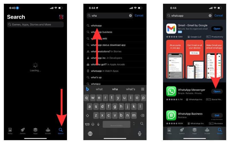 Check for updates of WhatsApp in App Store