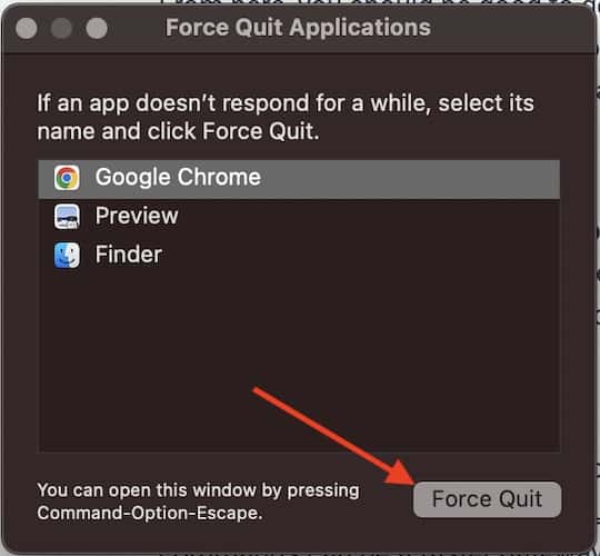 Choose Force Quit App Mac