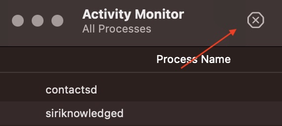 Click X Activity Monitor Force Quit App Mac