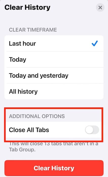 Close All the Open Tabs in Safari Because iPhone Cannot Verify Server Identity