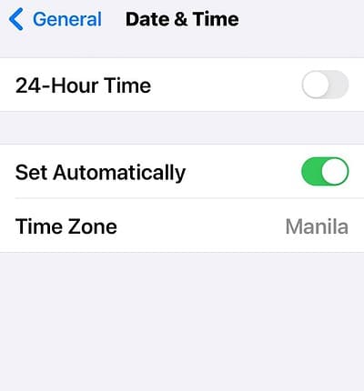 Adjusting the Date and Time Because iPhone Cannot Verify Server Identity