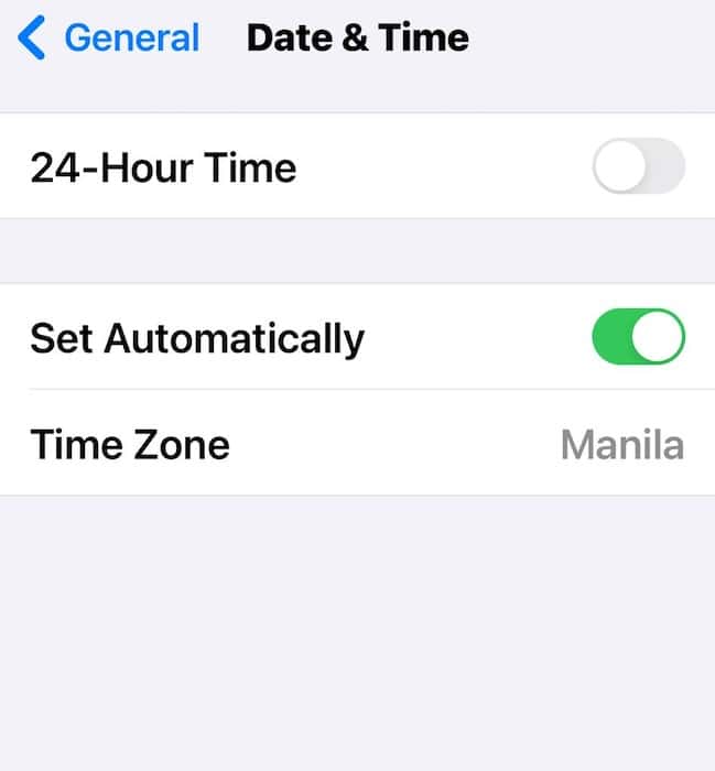 Adjusting the Date and Time Because iPhone Cannot Verify Server Identity