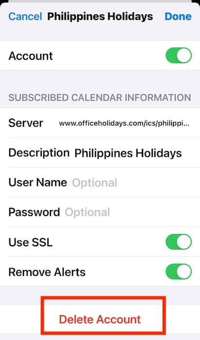 Delete Subscription Because iPhone Cannot Verify Server Identity