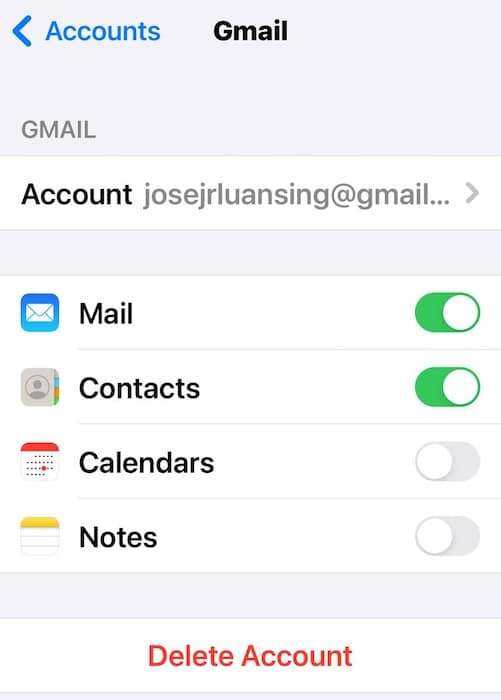 Delete Account on Mail Accounts Because iPhone Cannot Verify Server Identity