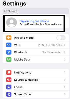 Go to settings and tap sign in