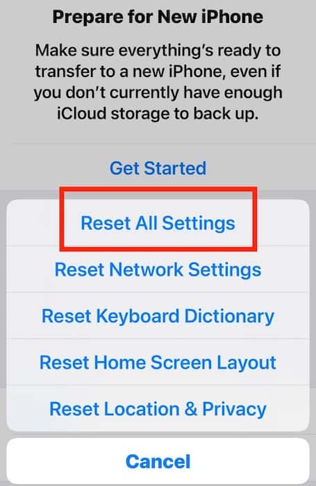 Reset All the Settings Available on iOS Because iPhone Cannot Verify Server Identity
