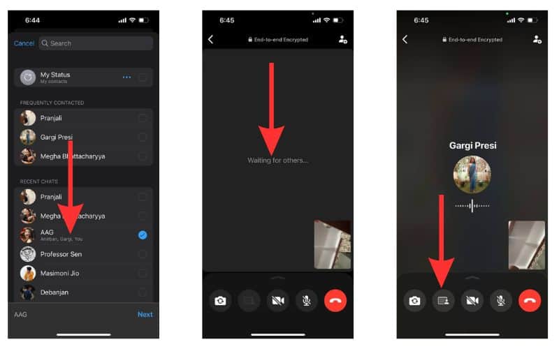 Screen share in WhatsApp group video call