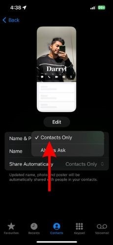 Set Share Automatically to Contacts Only