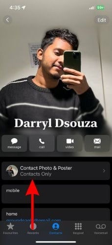 Tap Contact Photo and Poster option