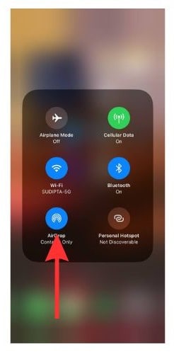 Tap on the AirDrop icon