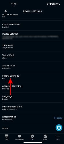 Tap the Follow-up Mode option on the Settings screen