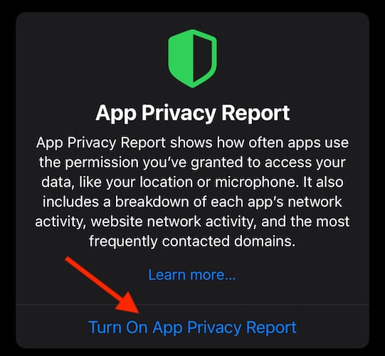 Turn on Privacy Report Protect iPhone Private Data