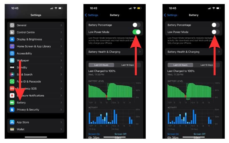 Turn off Low Power Mode