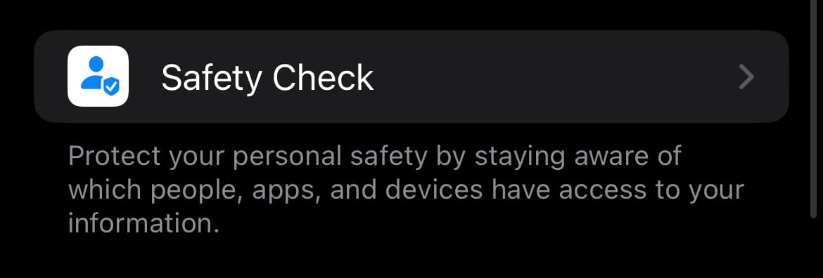 Use Safety Check Protect iPhone Private Data