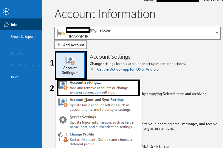 click account settings