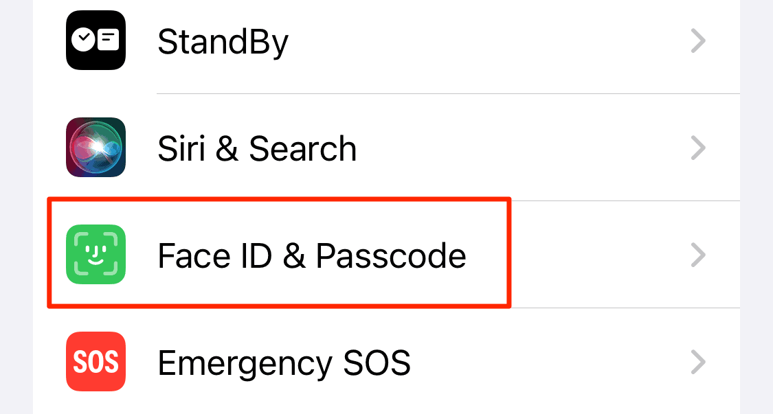 face id and passcode