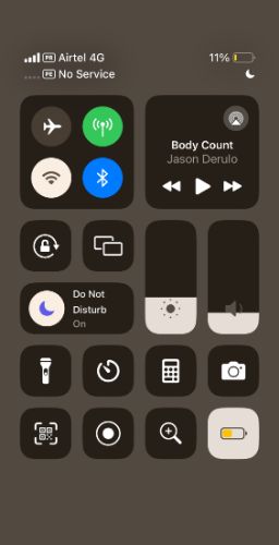 accessing focus mode from control center