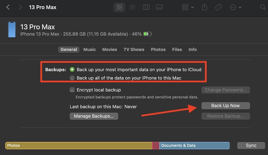 screenshot iPhone backup Mac