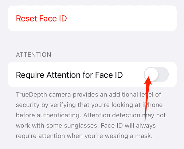 require attention for face id