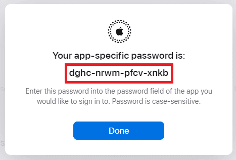 save app specific password