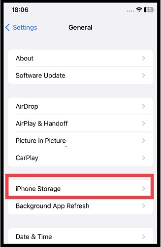 tap iPhone storage